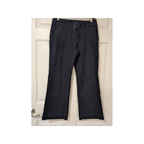 CHICO'S PLATINUM DELUCA MS TROUSERS JEANS~SIZE 0 Chicos (4 US) SHORT-DARK BLUE - Picture 1 of 12